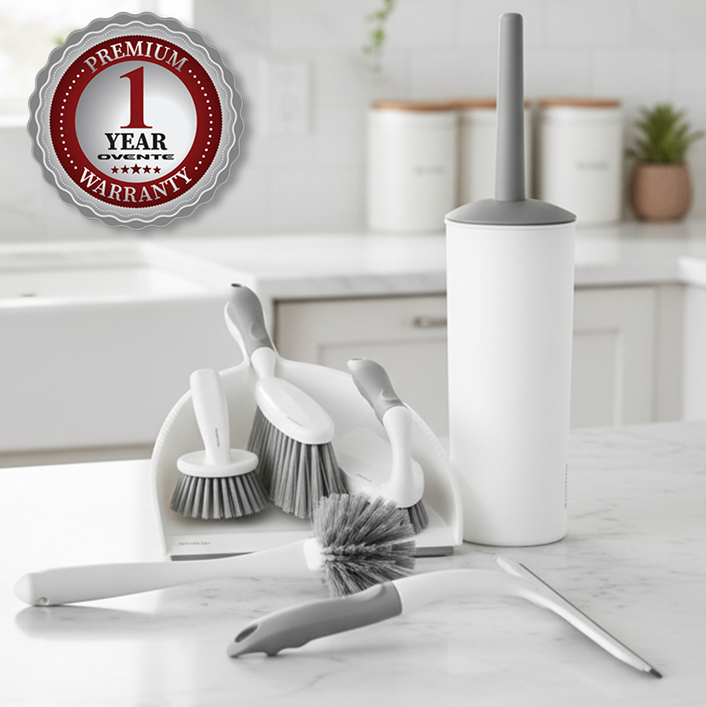 OVENTE 5pcs Scrub Brush Set with Wiper & Dustpan CTB018WGY