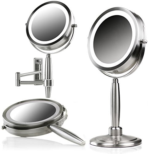 Ovente 8.5” 3-Way Double Sided Vanity Mirror with 3-Tone LED Light MFM85BR1X5X