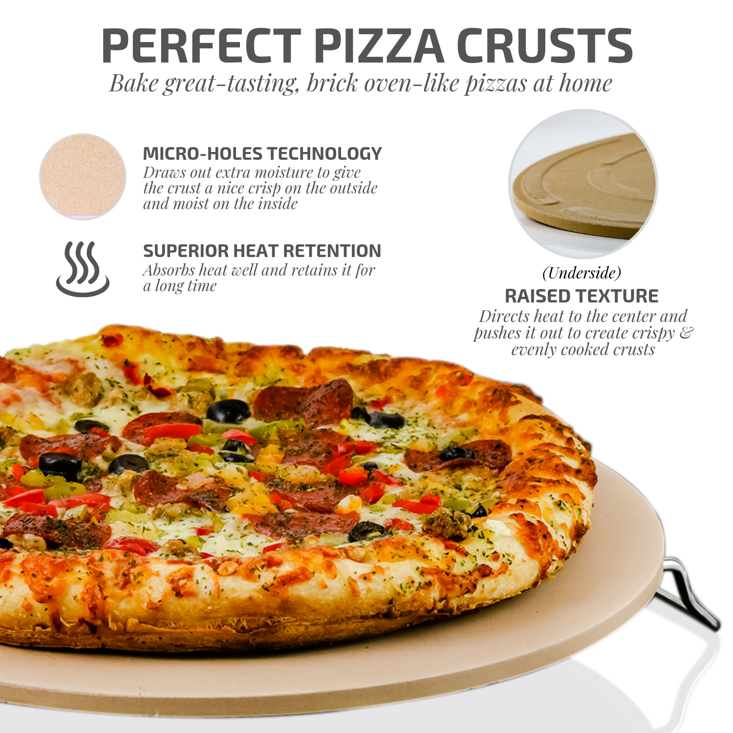 Ovente 13” Ceramic Pizza Stone BW10132