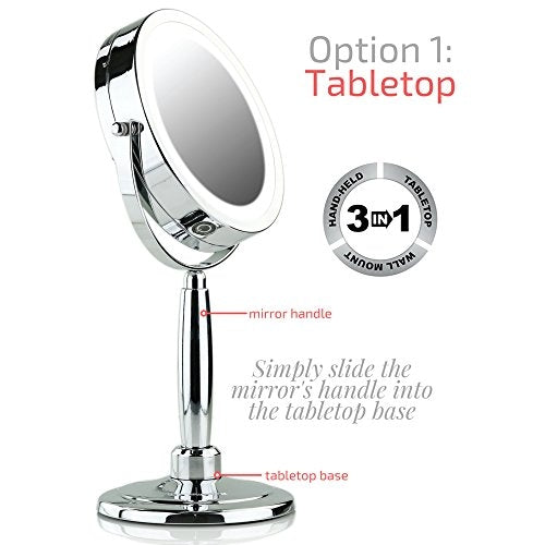 Ovente 8.5” 3-Way Double Sided Vanity Mirror with 3-Tone LED Light MFM85CH1X5X