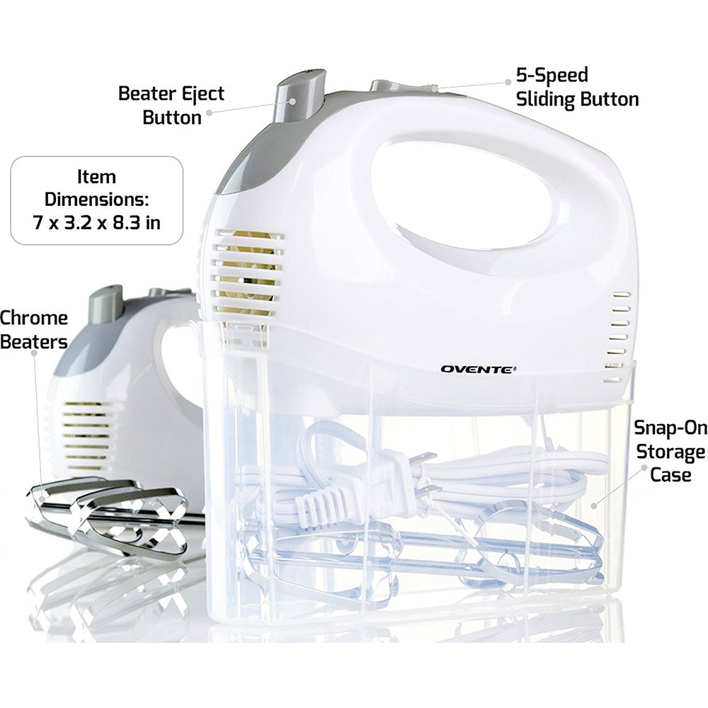 Ovente Ultra Power 5-Speed Hand Mixer HM151W