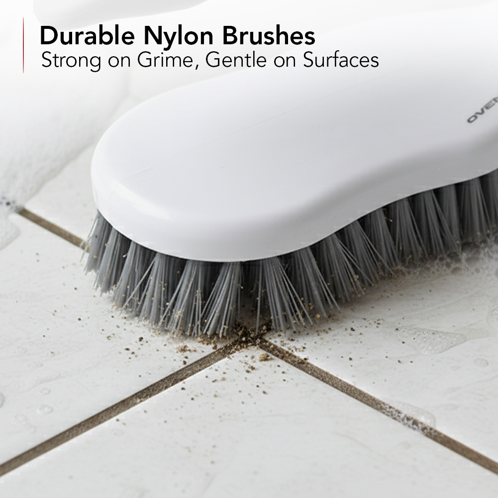 OVENTE 5pcs Scrub Brush Set with Wiper & Dustpan CTB018WGY