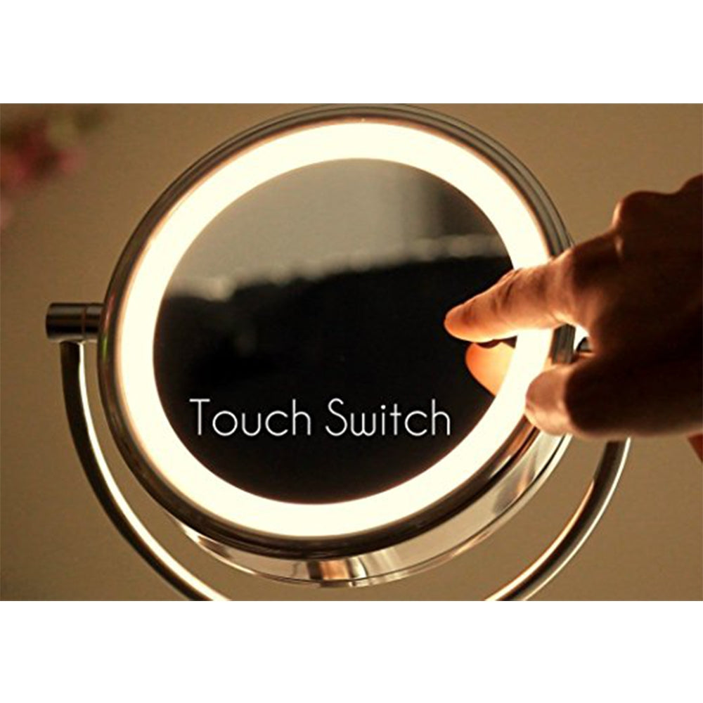 Ovente 8.5” Double Sided Tabletop Vanity Mirror with 3-Tone LED Light and Motion Sensor MPTS8385BR