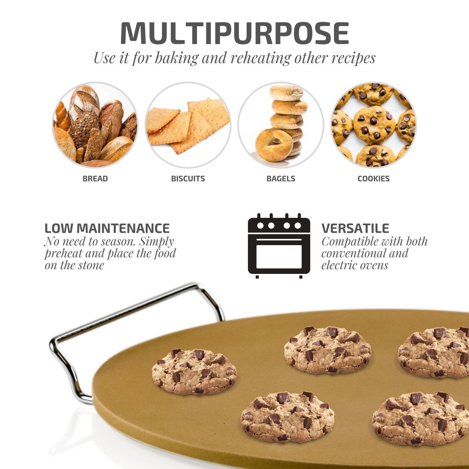 Ovente 13” Ceramic Pizza Stone BW10132