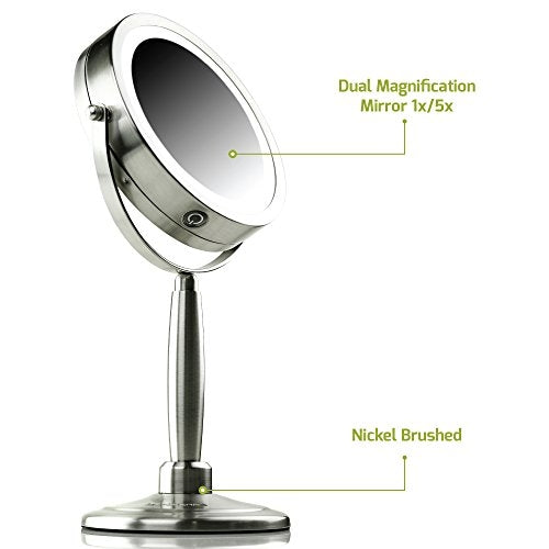 Ovente 8.5” 3-Way Double Sided Vanity Mirror with 3-Tone LED Light MFM85BR1X5X