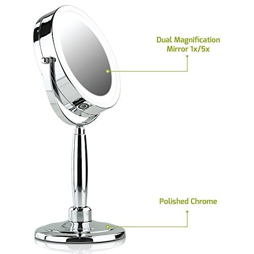 Ovente 8.5” 3-Way Double Sided Vanity Mirror with 3-Tone LED Light MFM85CH1X5X