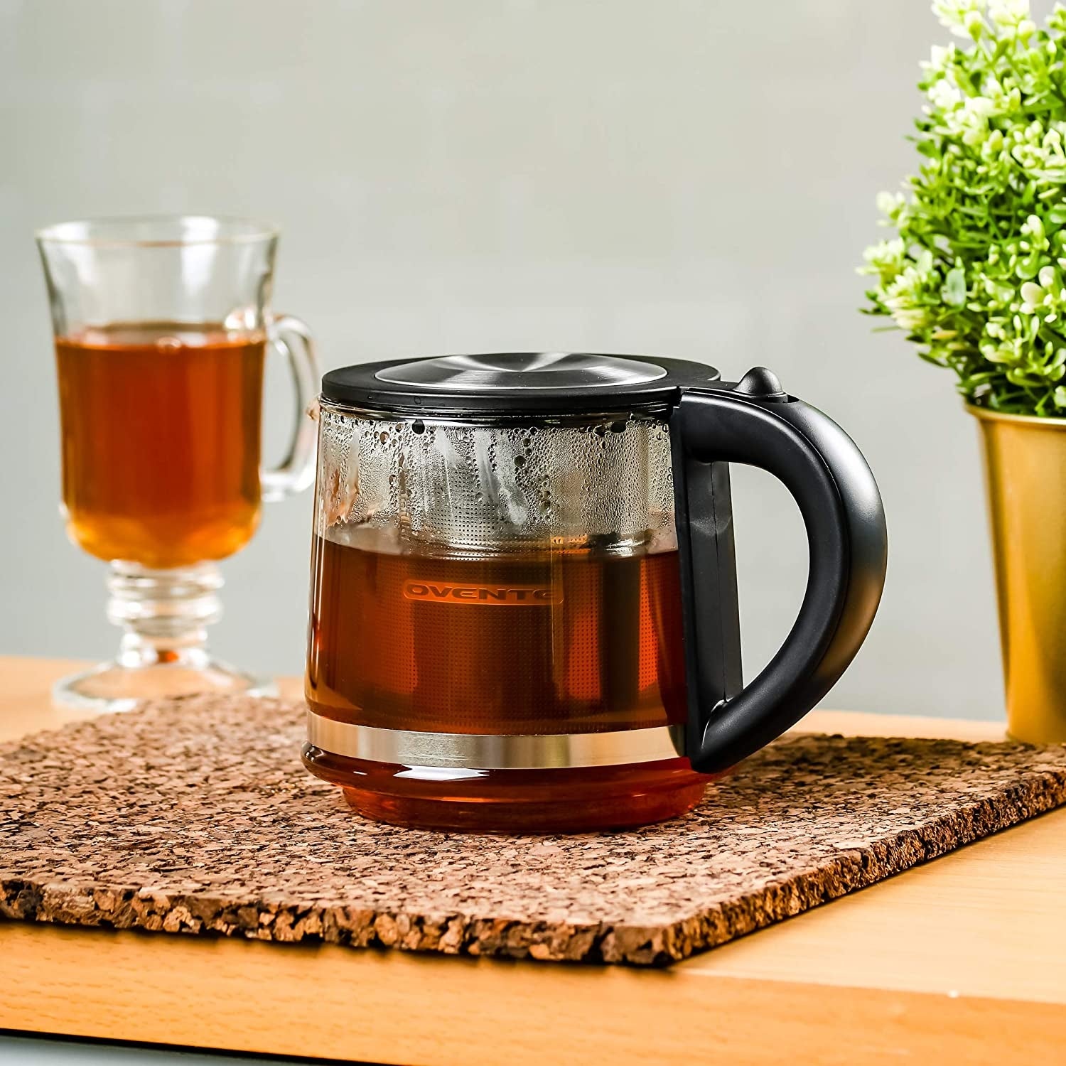 Ovente 27 oz Glass Tea Kettle FGK27B