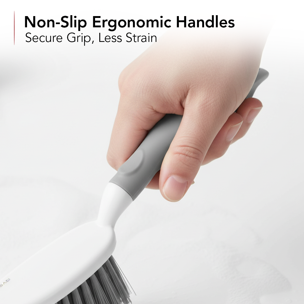 OVENTE 5pcs Scrub Brush Set with Wiper & Dustpan CTB018WGY