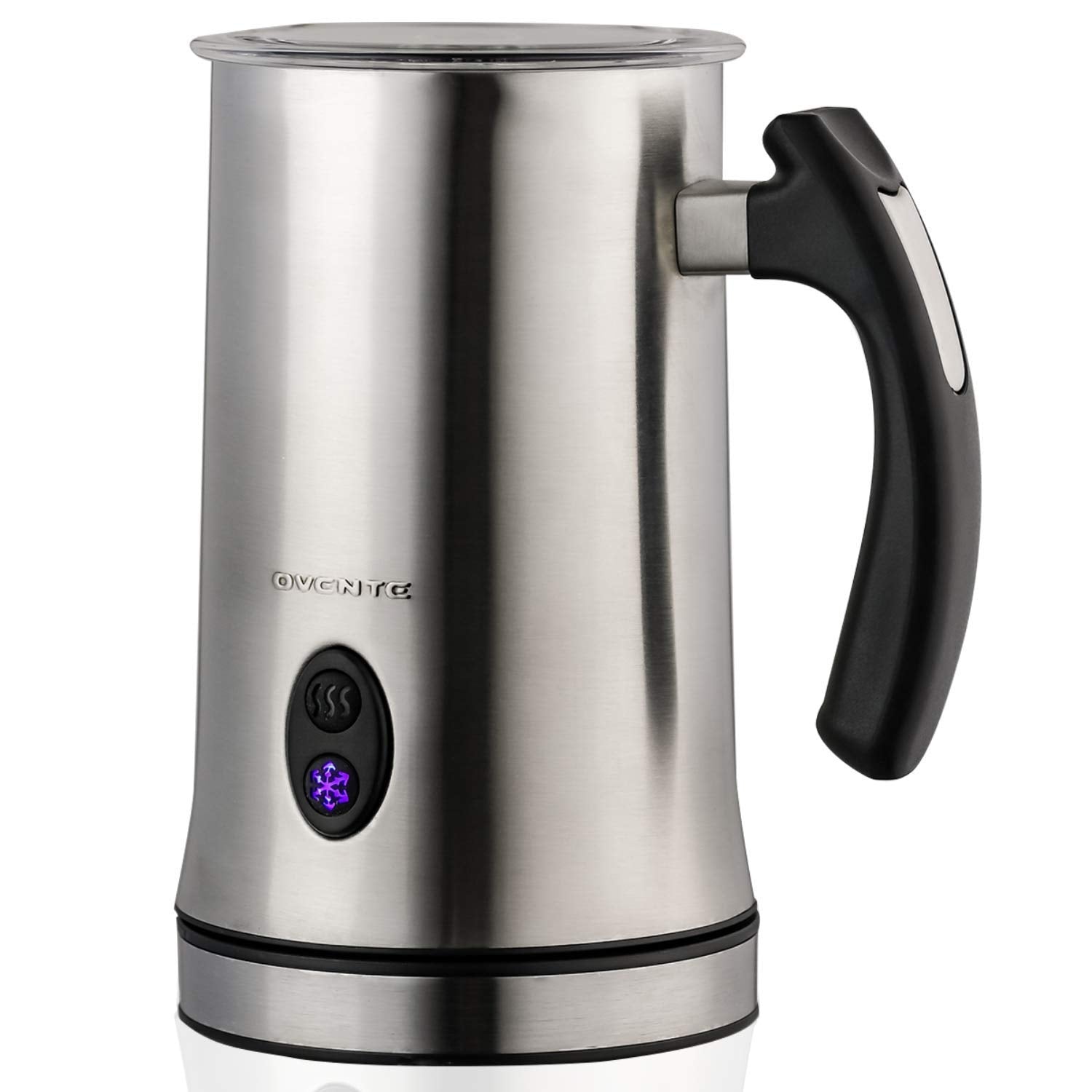 Ovente Electric Frother, Milk Steamer, Foam Maker for Coffee, Double-Wall Insulated, Frothing & Heating Whisks, Auto Shut-Off, Brushed (FR4810BR)