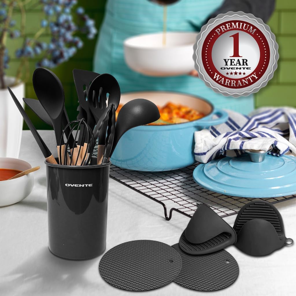 OVENTE Silicone Kitchen Cooking Utensils Set SPS17B