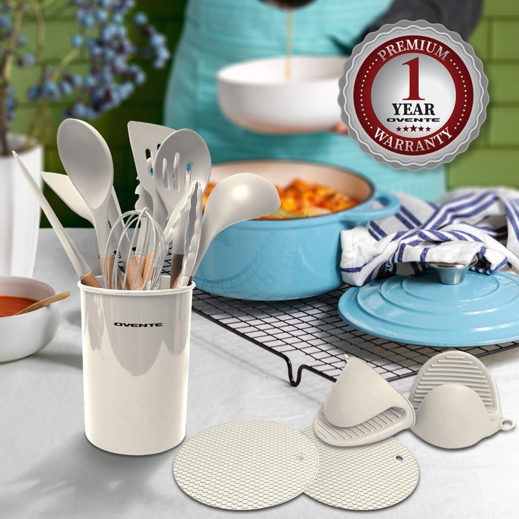 OVENTE Silicone Kitchen Cooking Utensils Set SPS17CR