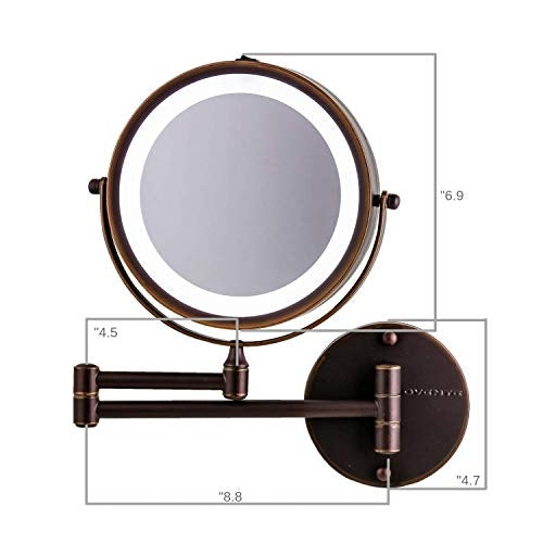 Ovente 7” Double Sided Wall-Mounted Vanity Mirror with LED Light MFW70 Series
