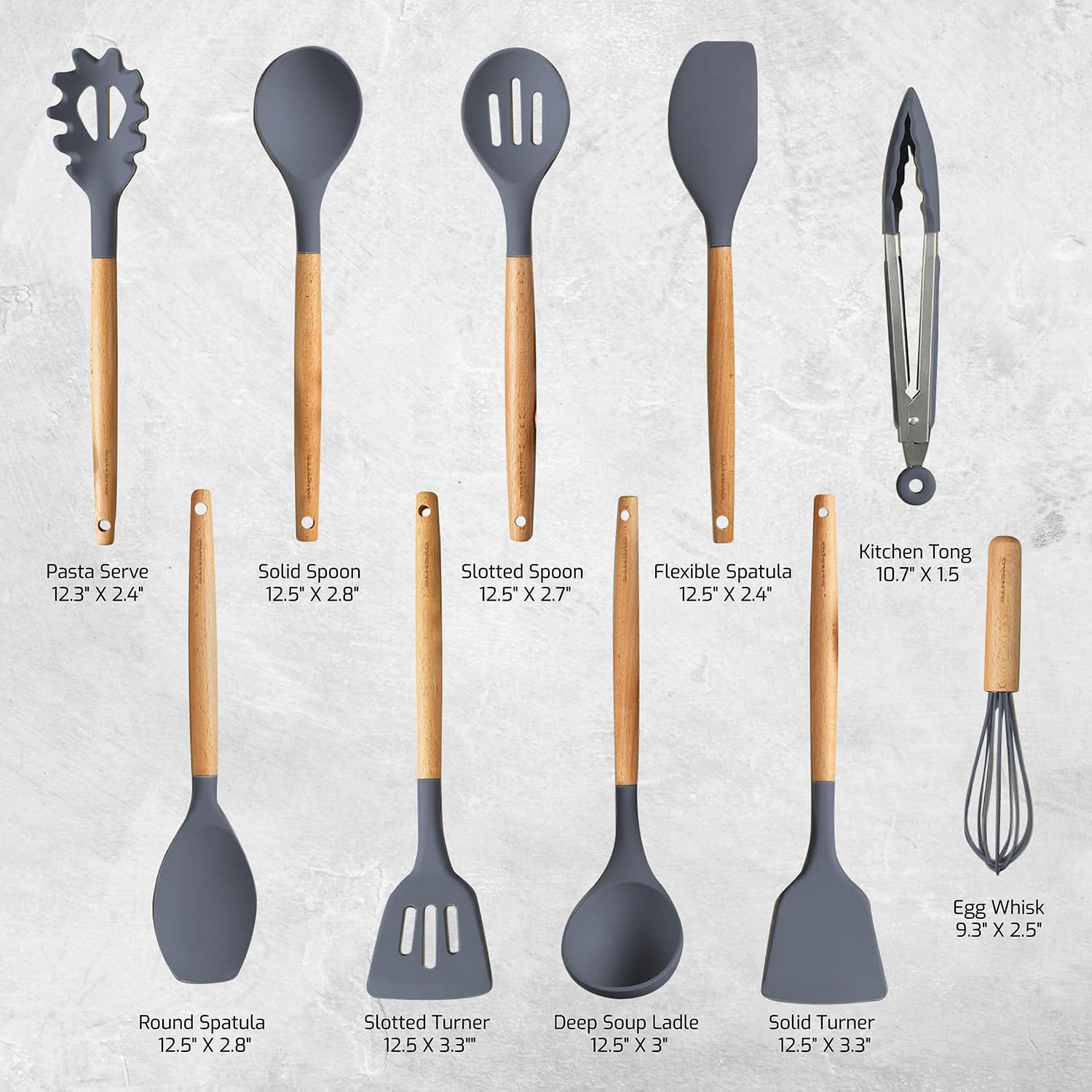 OVENTE Silicone Kitchen Cooking Utensils Set SPS17G