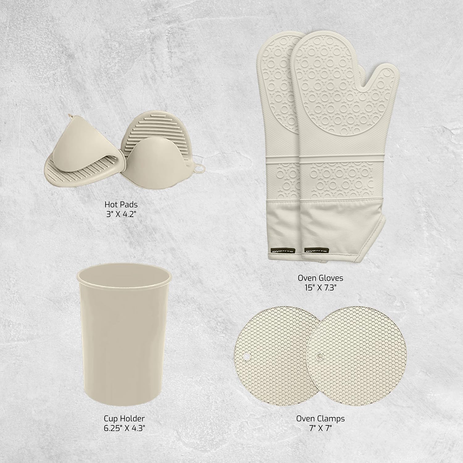 OVENTE Silicone Kitchen Cooking Utensils Set SPS17CR