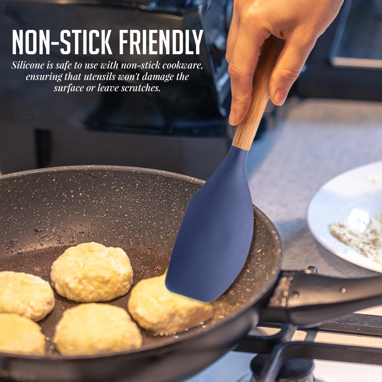 OVENTE Silicone Kitchen Cooking Utensils Set SPS17BL