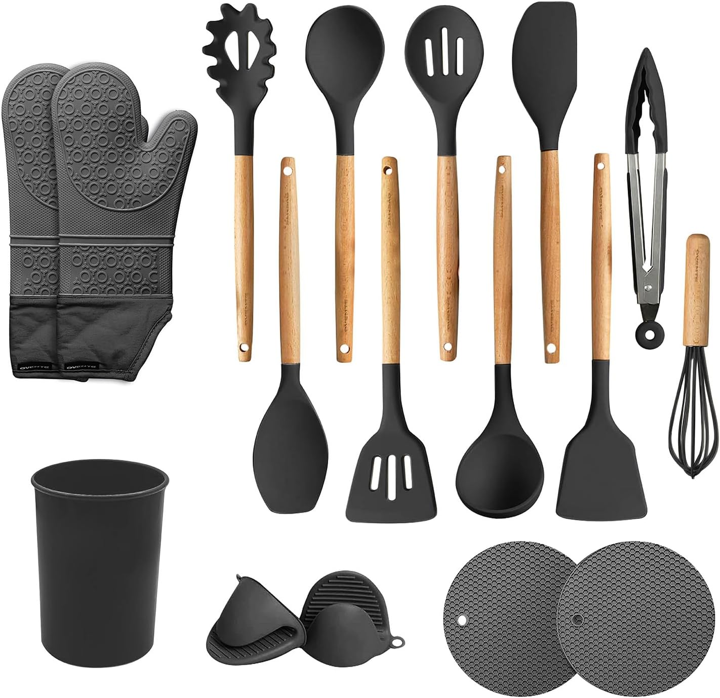 OVENTE Silicone Kitchen Cooking Utensils Set SPS17B