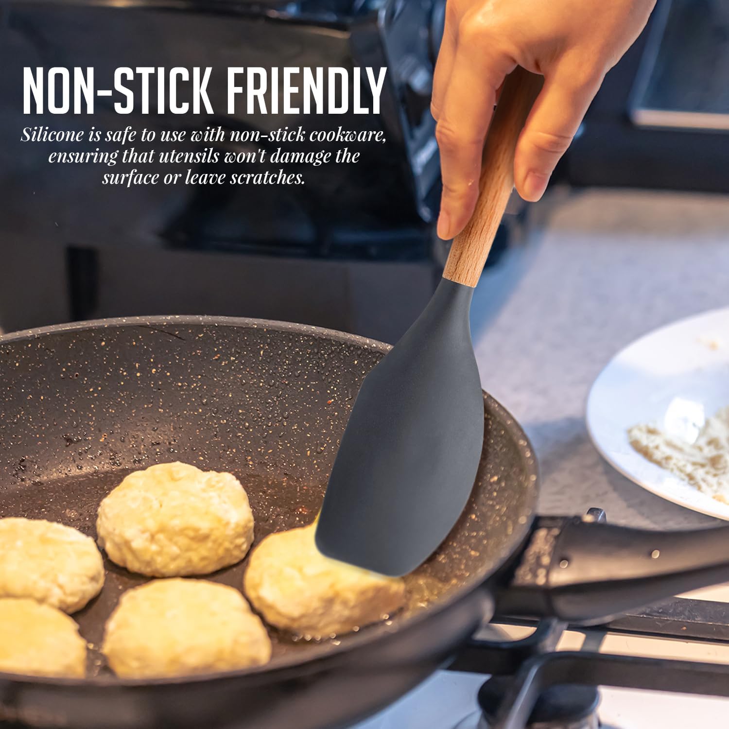 OVENTE Silicone Kitchen Cooking Utensils Set SPS17G