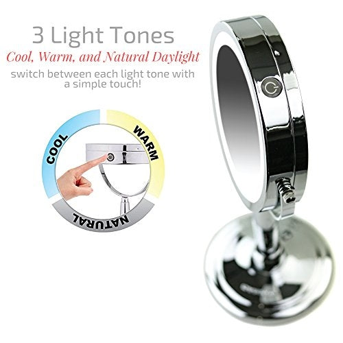 Ovente 8.5” 3-Way Double Sided Vanity Mirror with 3-Tone LED Light MFM85CH1X5X