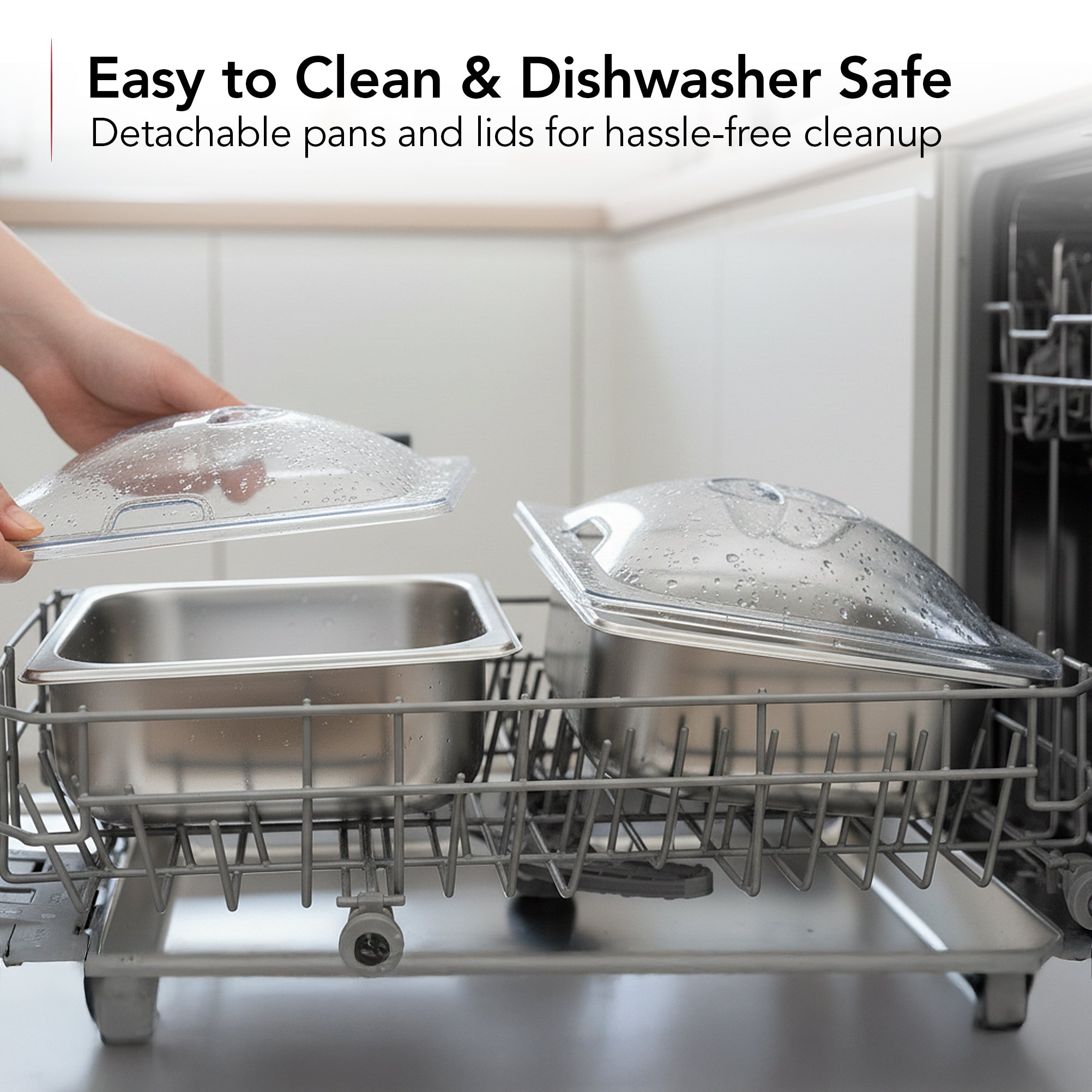 Ovente Electric Buffet Server Tray with Dual Stainless Steel Pans FW152S