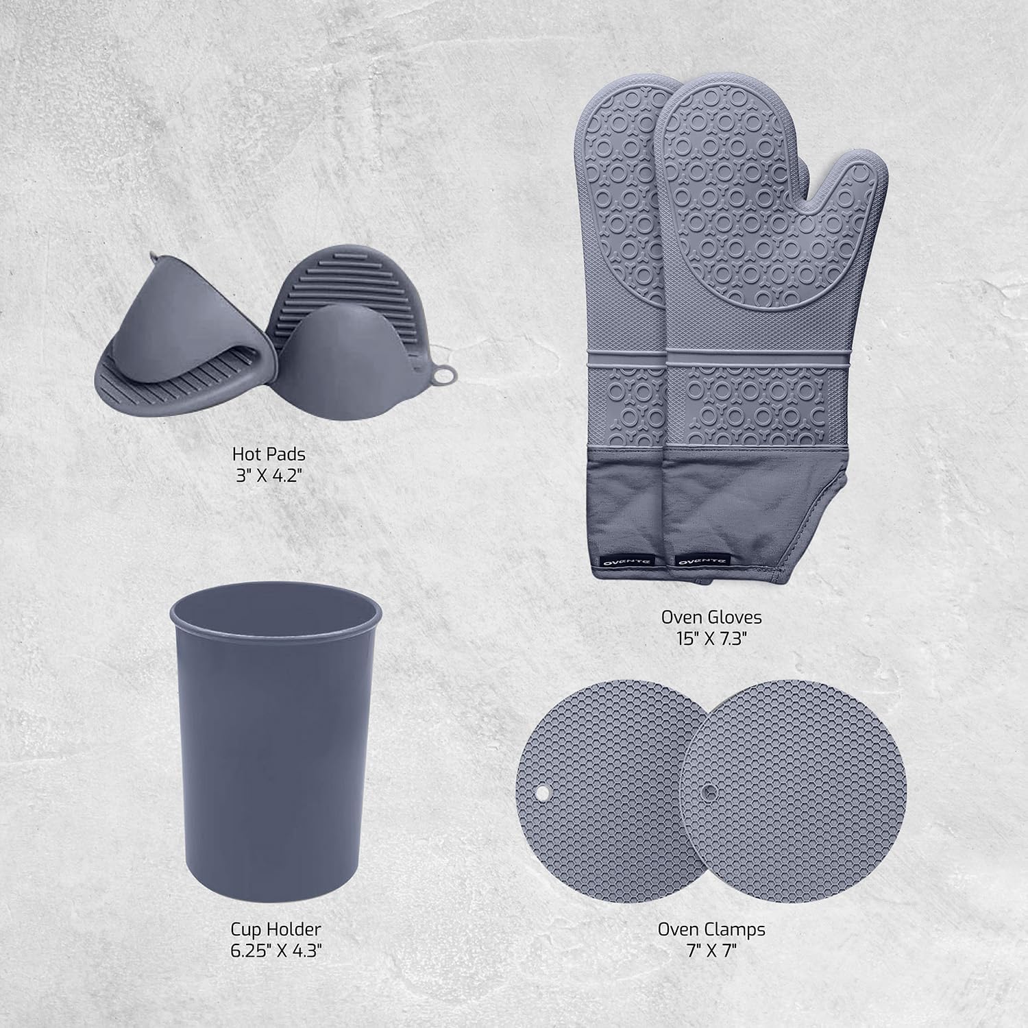 OVENTE Silicone Kitchen Cooking Utensils Set SPS17G