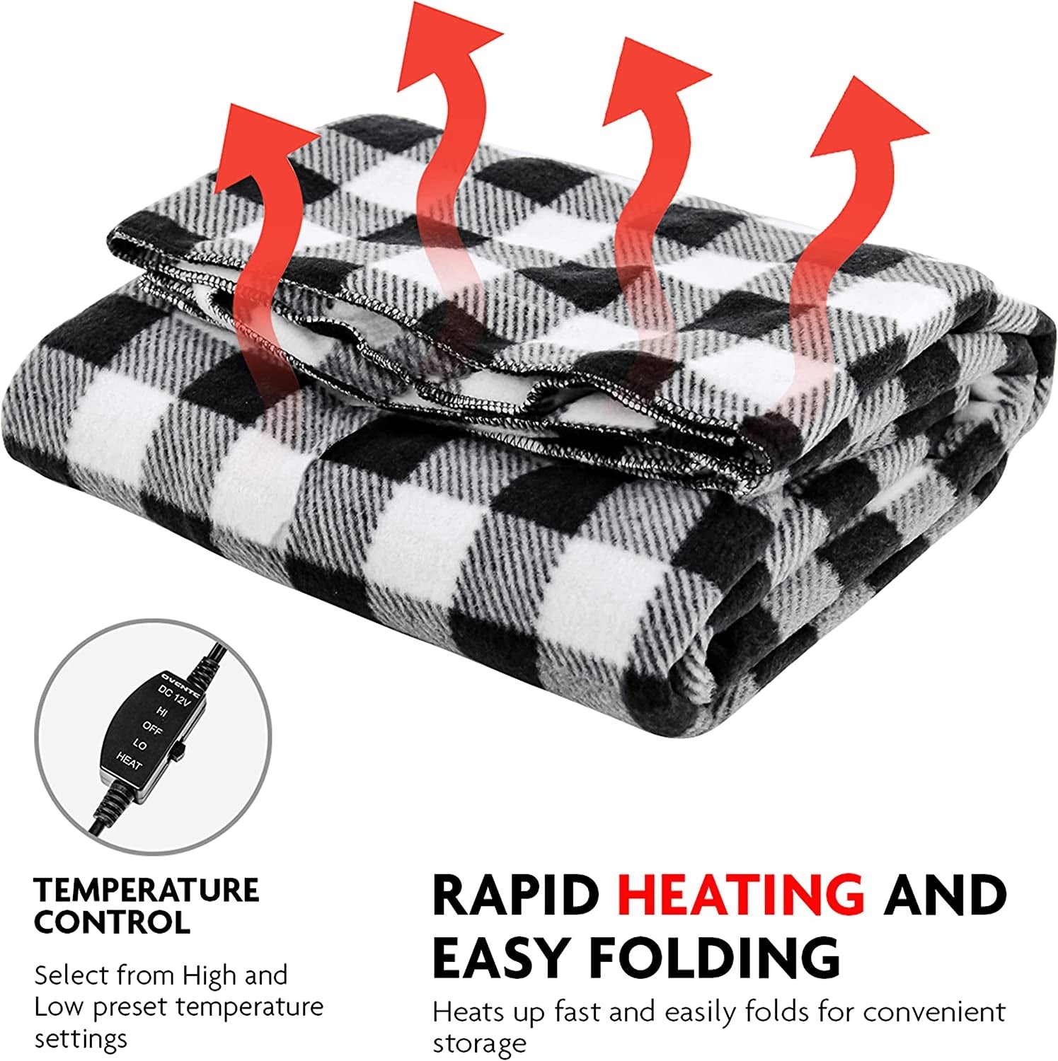 Ovente Remote Control Travel Electric Blanket BL4602BW