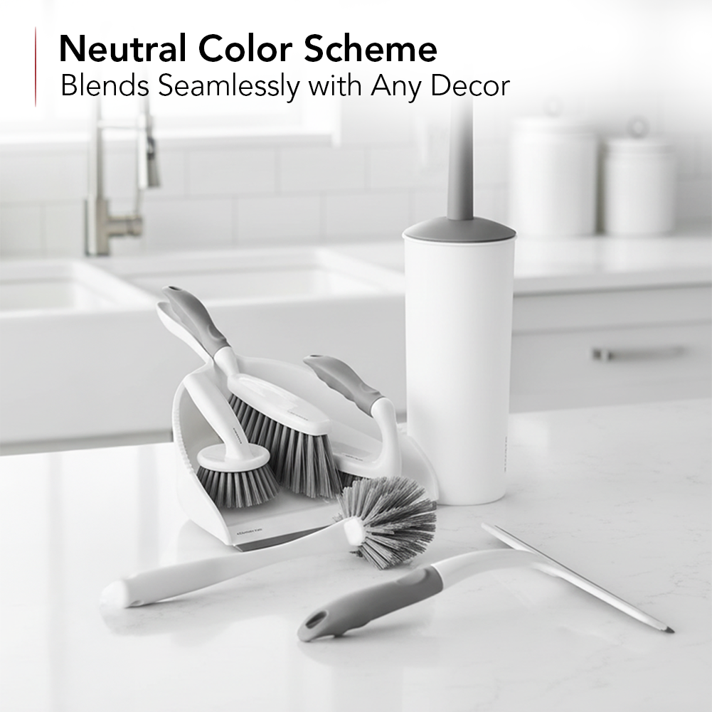 OVENTE 5pcs Scrub Brush Set with Wiper & Dustpan CTB018WGY