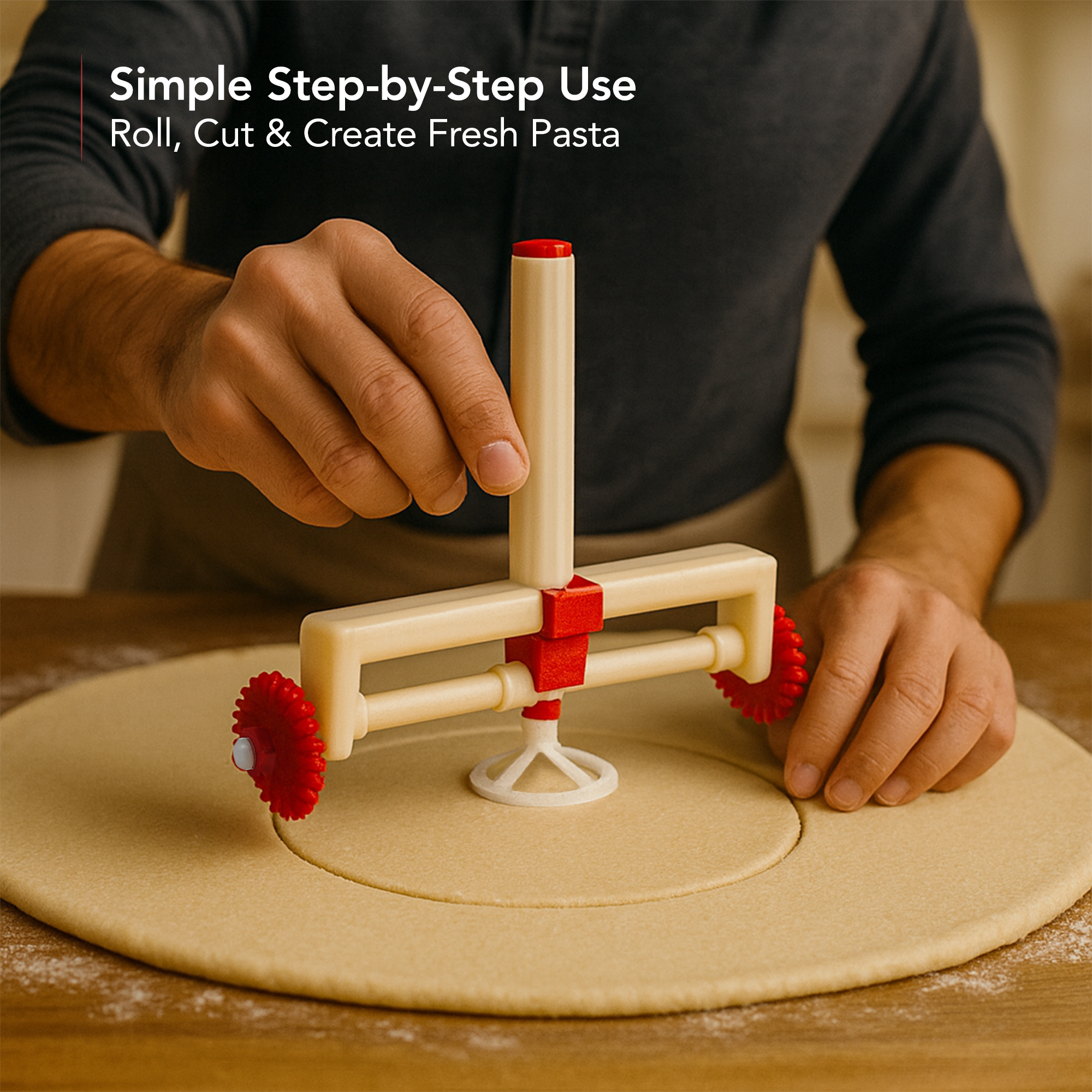 Ovente Three Wheel Pasta Cutter ACPPA7100R