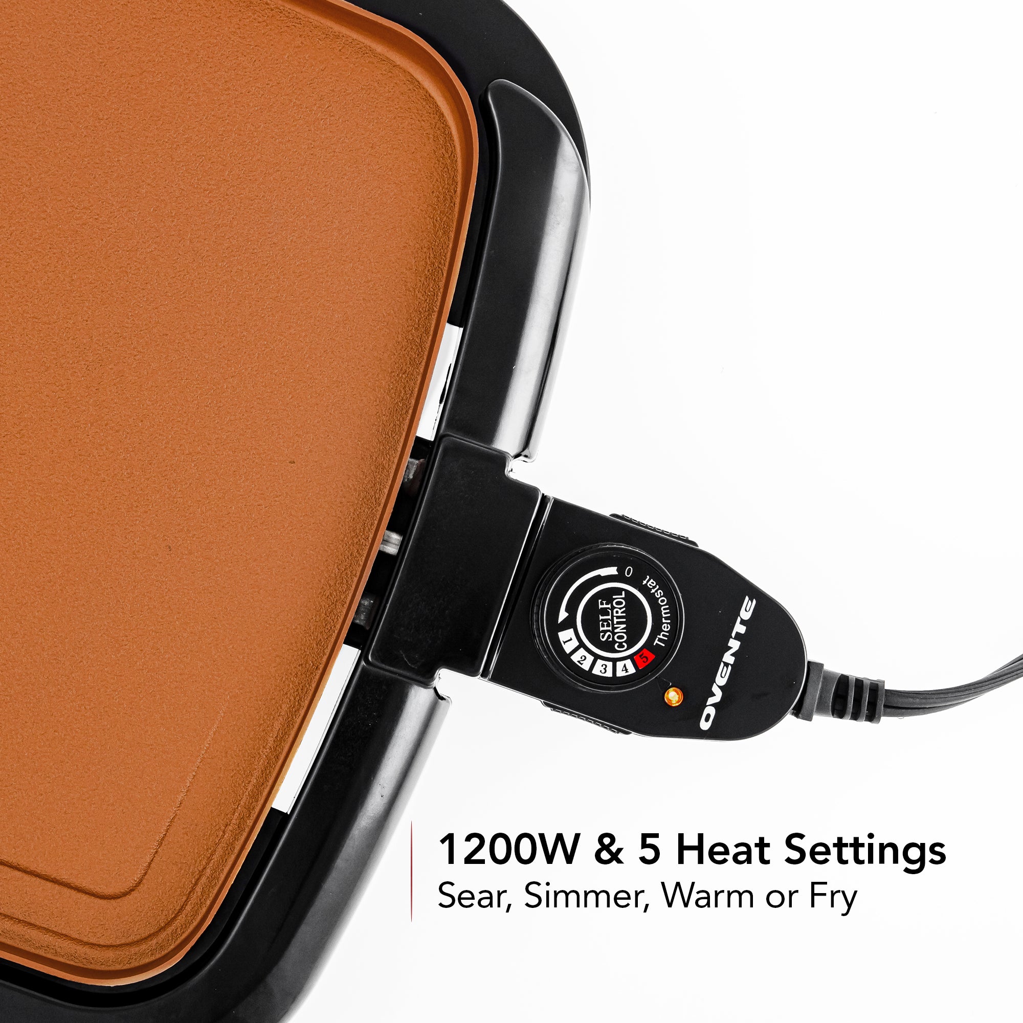 Ovente Electric Griddle with Non-Stick Copper Plate GD1610CO