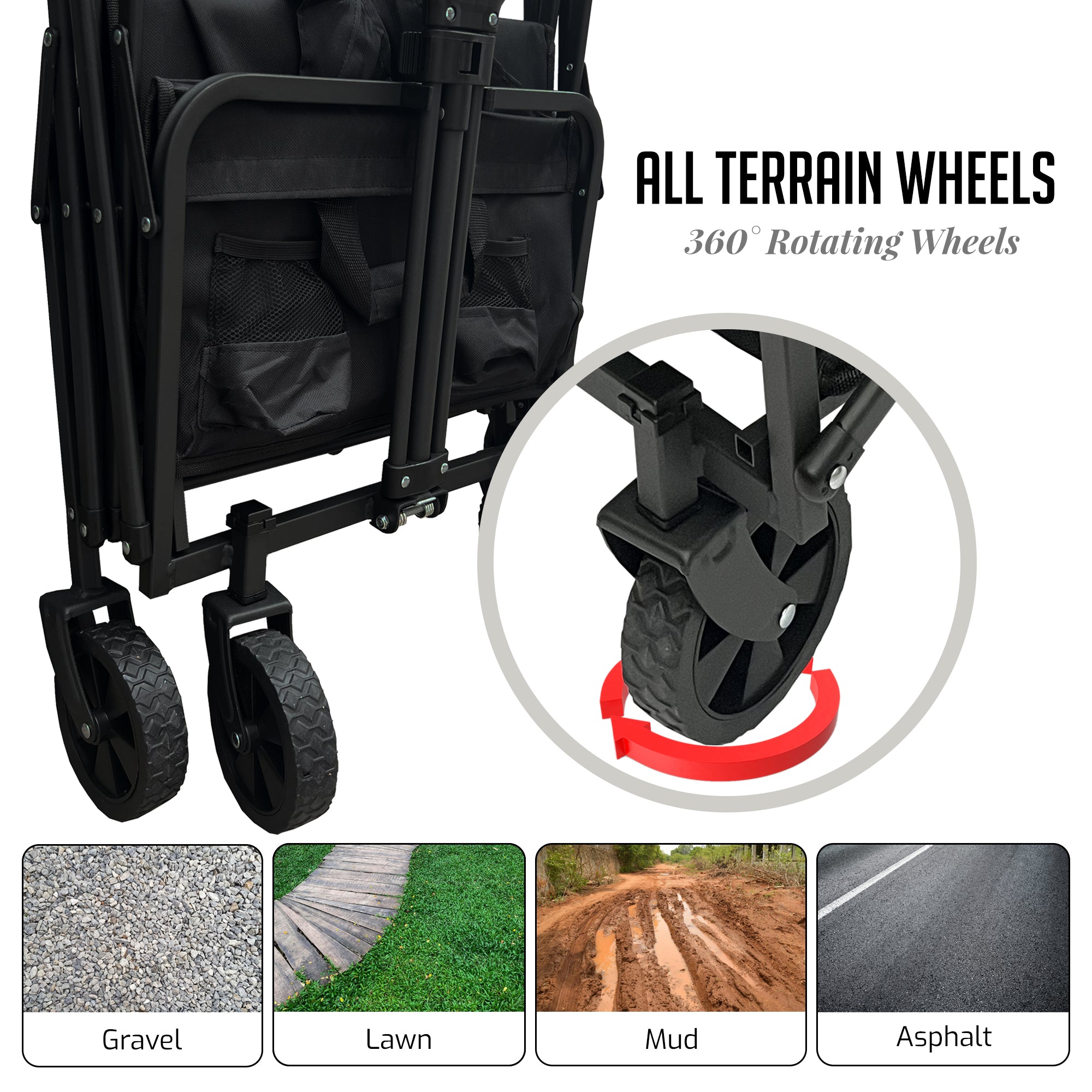 OVENTE 220lbs Collapsible Foldable Wagon WFU011B