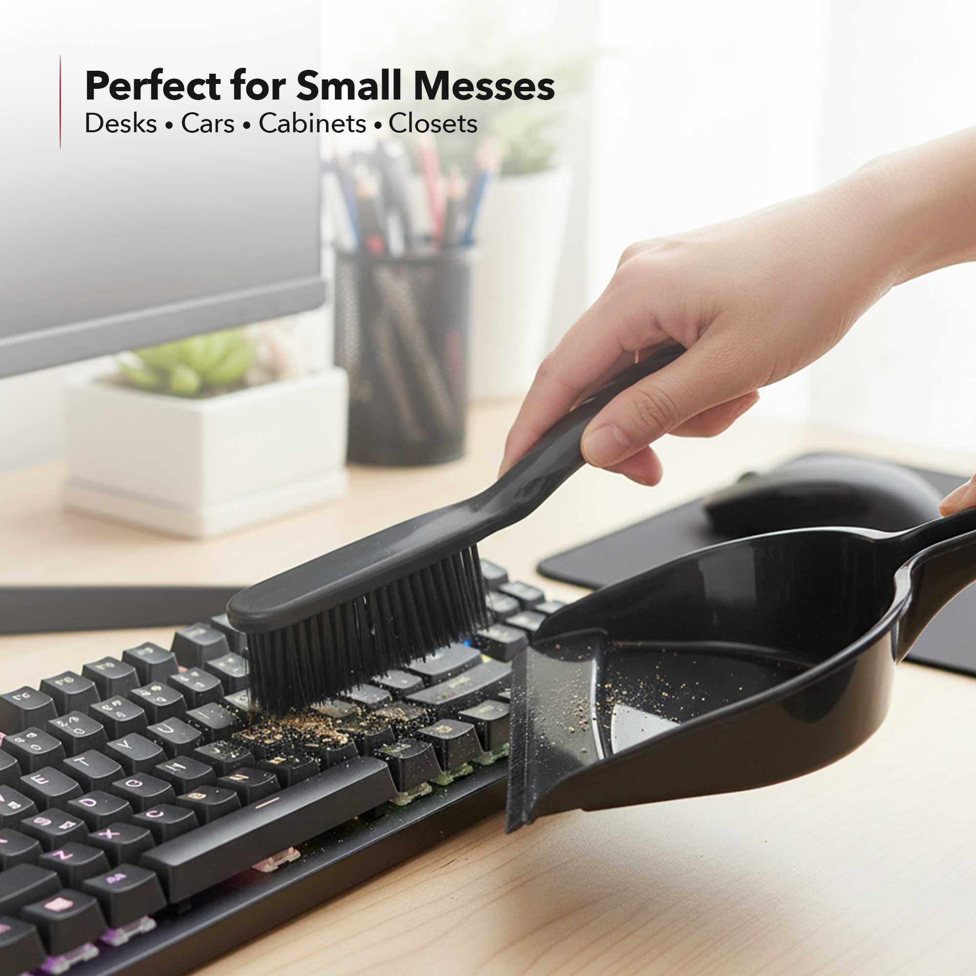 OVENTE Pet Hair Rubber Broom with Squeegee CT2504GY