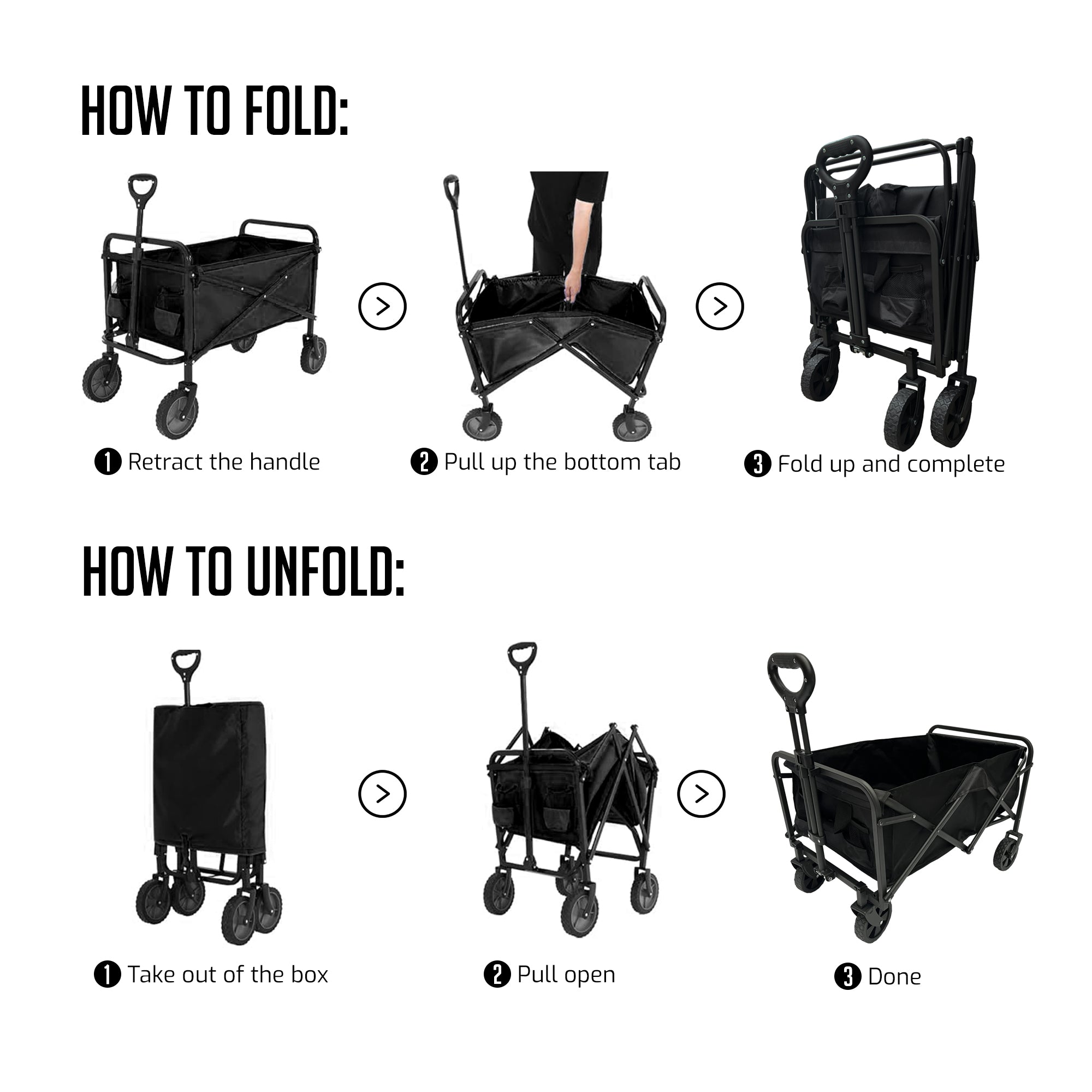 OVENTE 220lbs Collapsible Foldable Wagon WFU011B