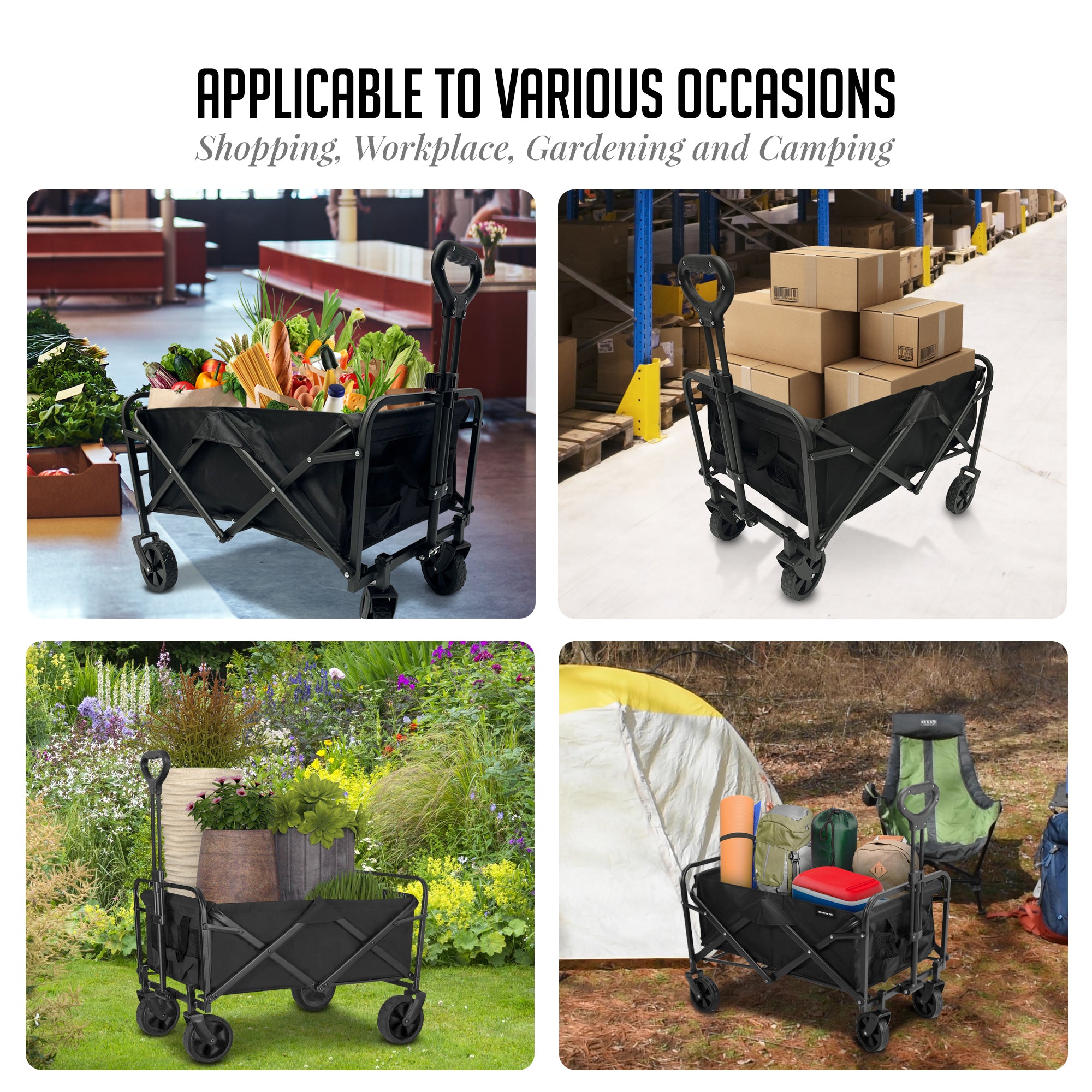 OVENTE 220lbs Collapsible Foldable Wagon WFU011B