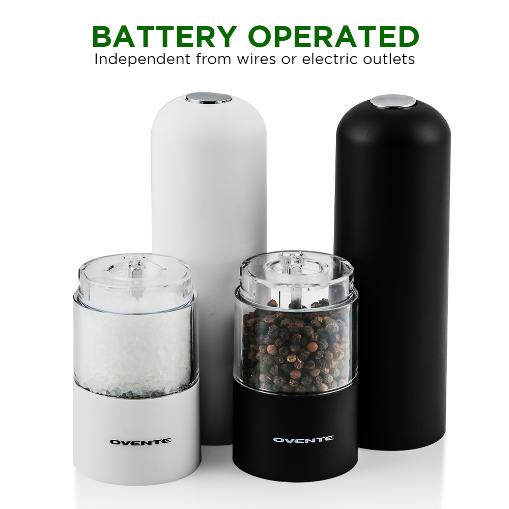Ovente Electric Salt and Pepper Grinder Set SPD102BW