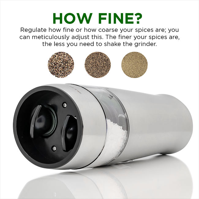 Ovente 2-in-1 Electric Stainless Steel Salt and Pepper Grinder SPD121S