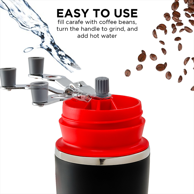 Ovente 2-in-1 Manual Coffee Grinder with 10.8oz Insulated Cup CMB281R