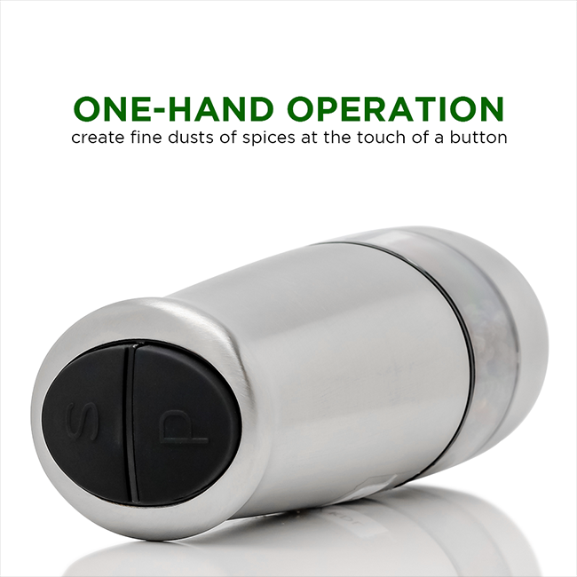 Ovente 2-in-1 Electric Stainless Steel Salt and Pepper Grinder SPD121S