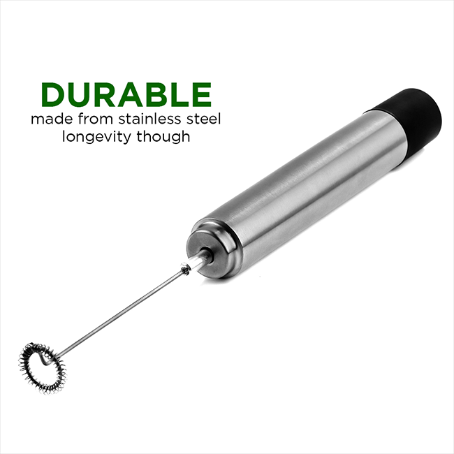 Ovente Milk Frother, Stainless Steel, Coffee Mixer Wand, Black (FRS1020B)