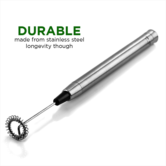 Ovente Electric Stainless Steel Milk Frother, Coffee, Hand Held, Silver (FRS1010S)