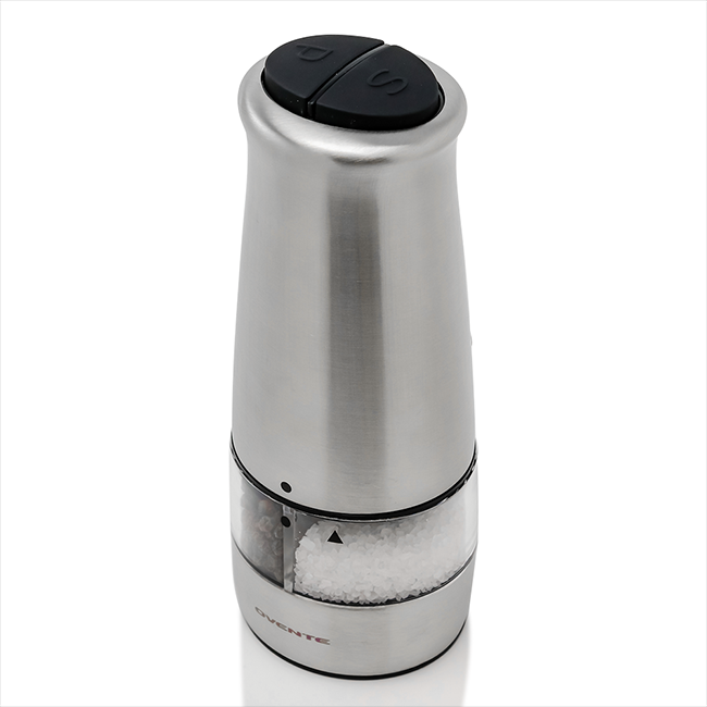 Ovente 2-in-1 Electric Stainless Steel Salt and Pepper Grinder SPD121S
