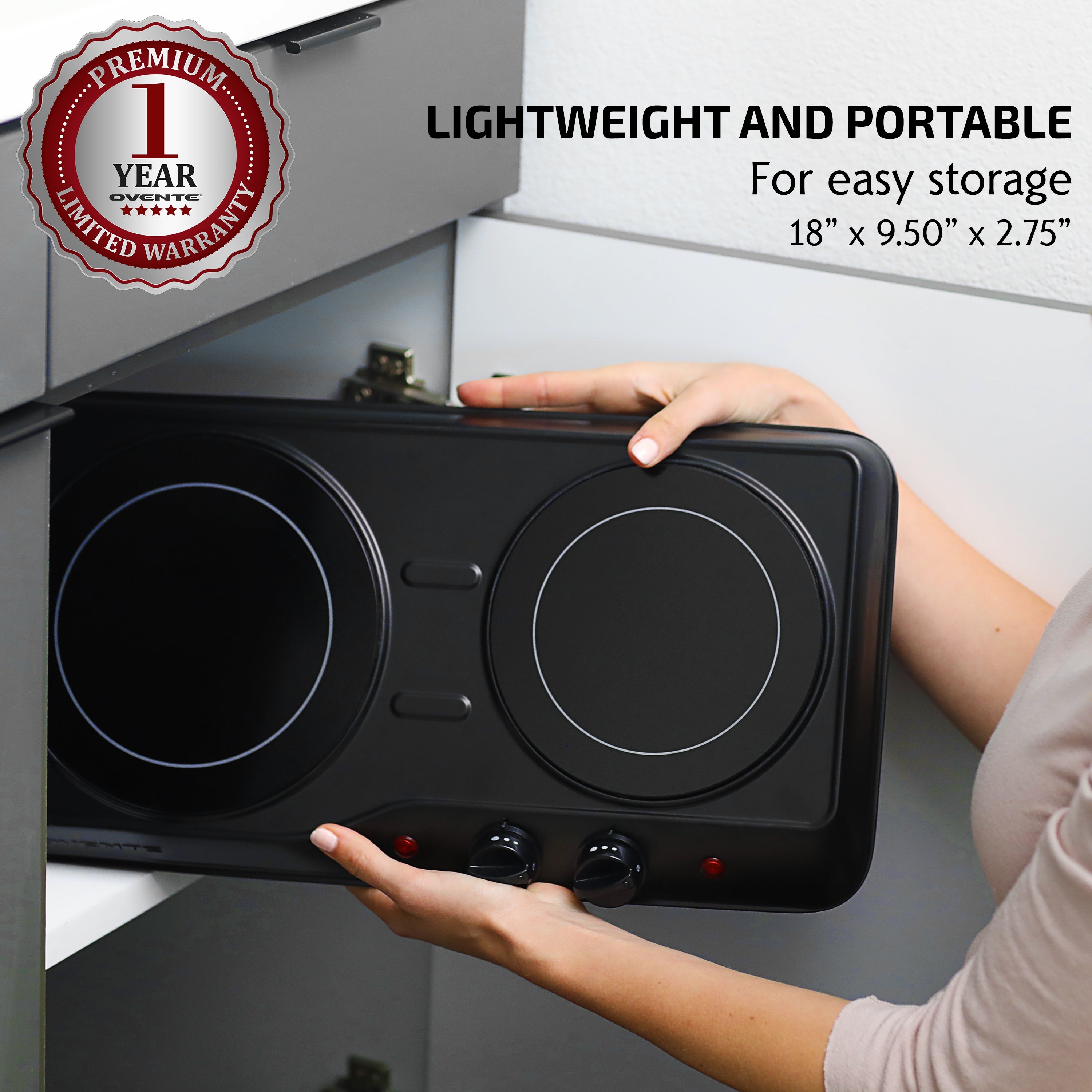 Ovente Double-Plate Infrared Glass Cooktop BGI102B