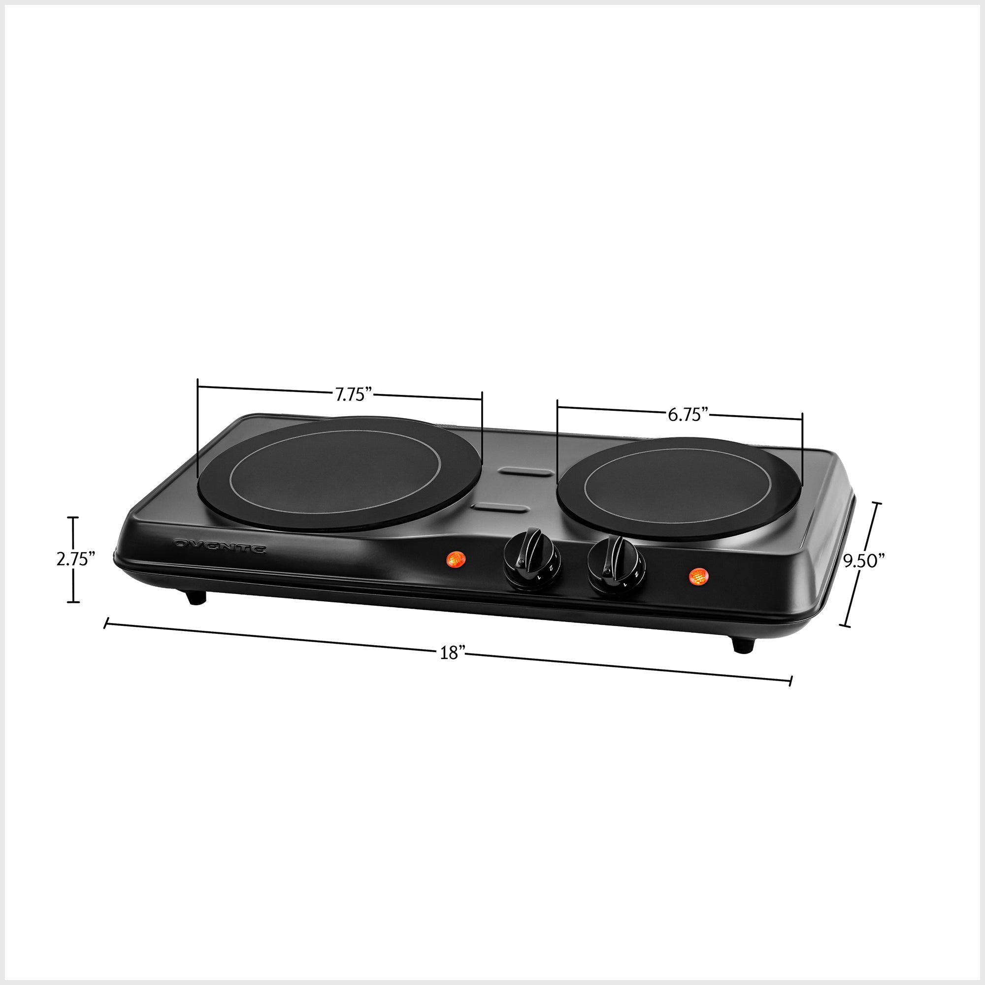 Ovente Double-Plate Infrared Glass Cooktop BGI102B