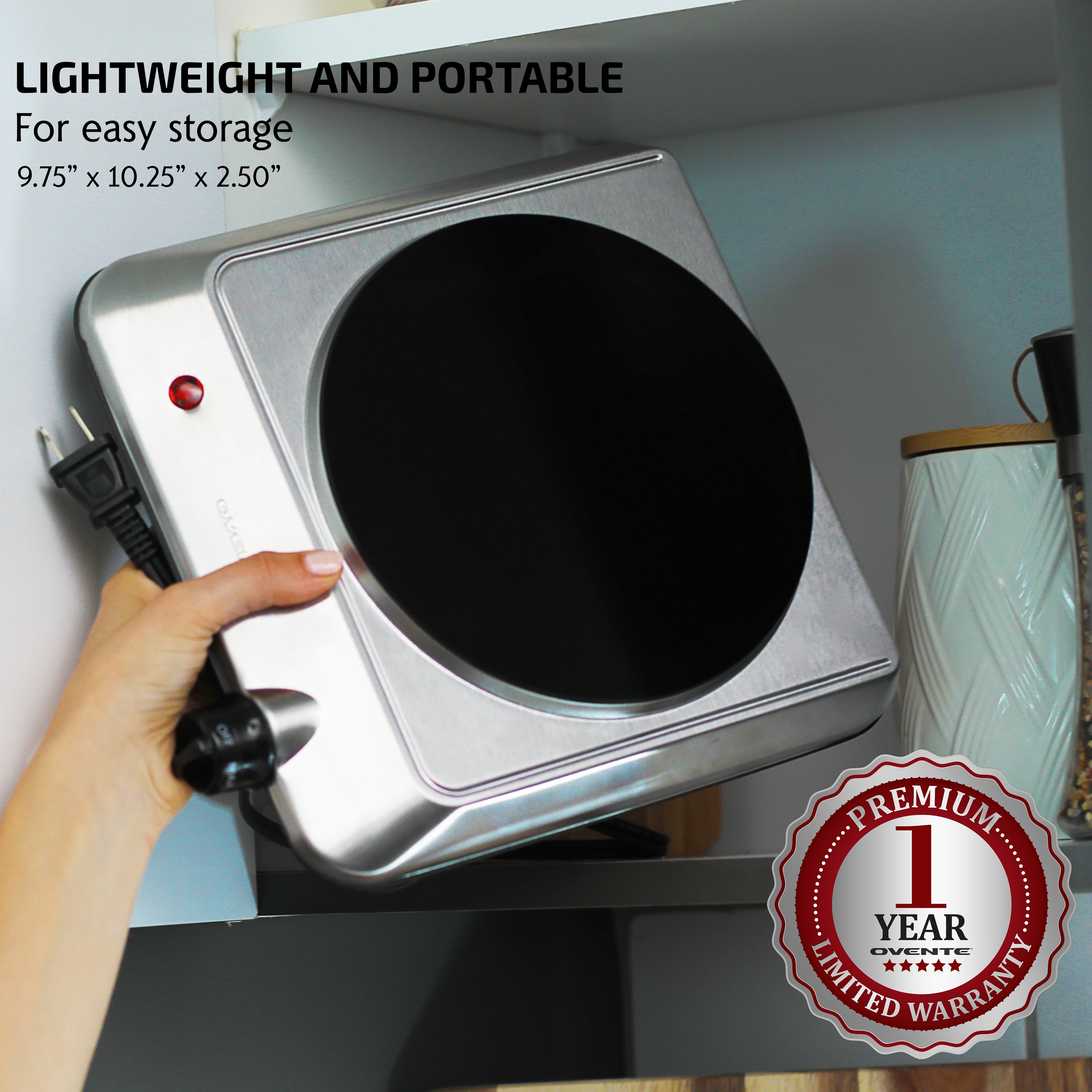 Ovente 7.5” Single-Plate Infrared Glass Cooktop BGI201S