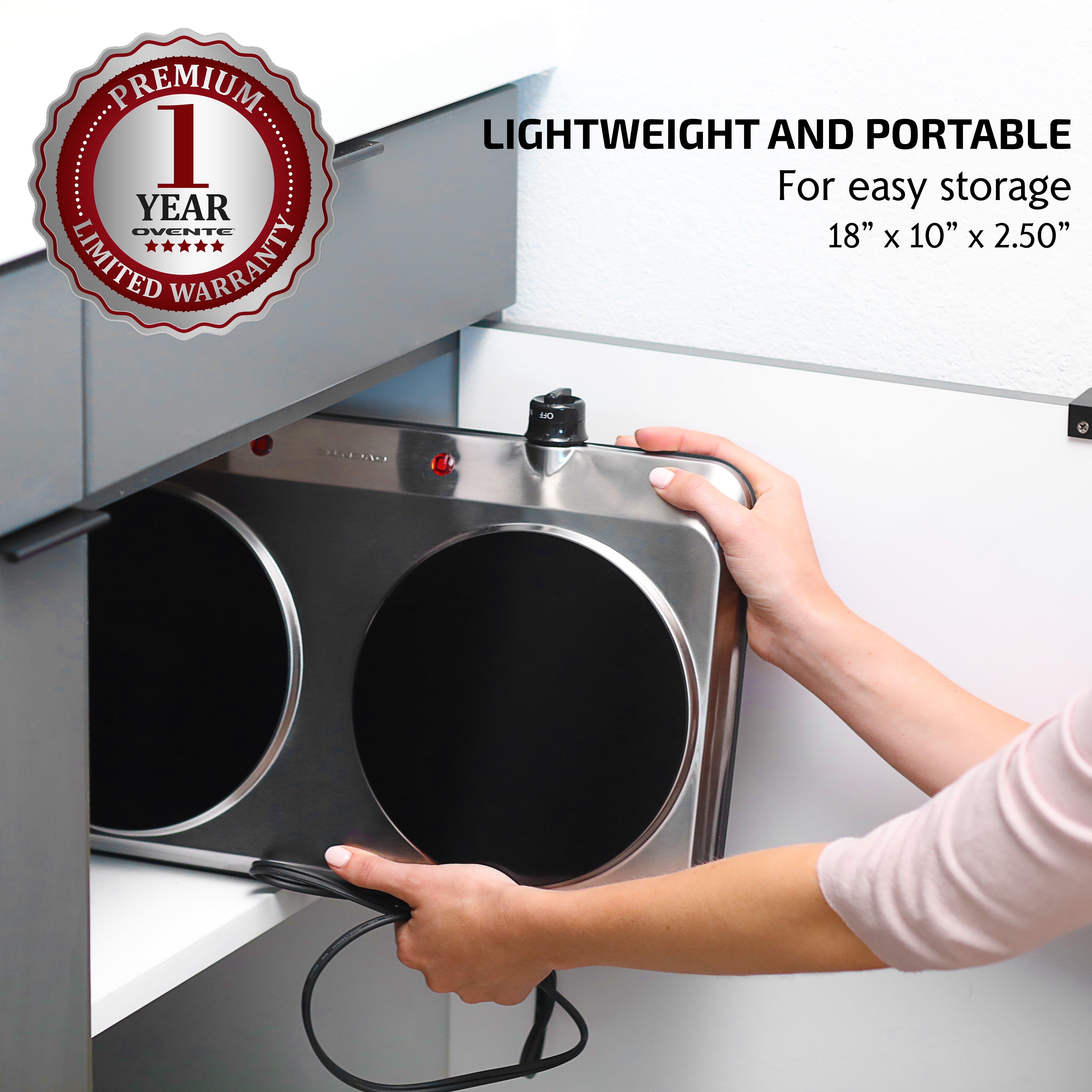 Ovente Double-Plate Infrared Glass Cooktop BGI202S