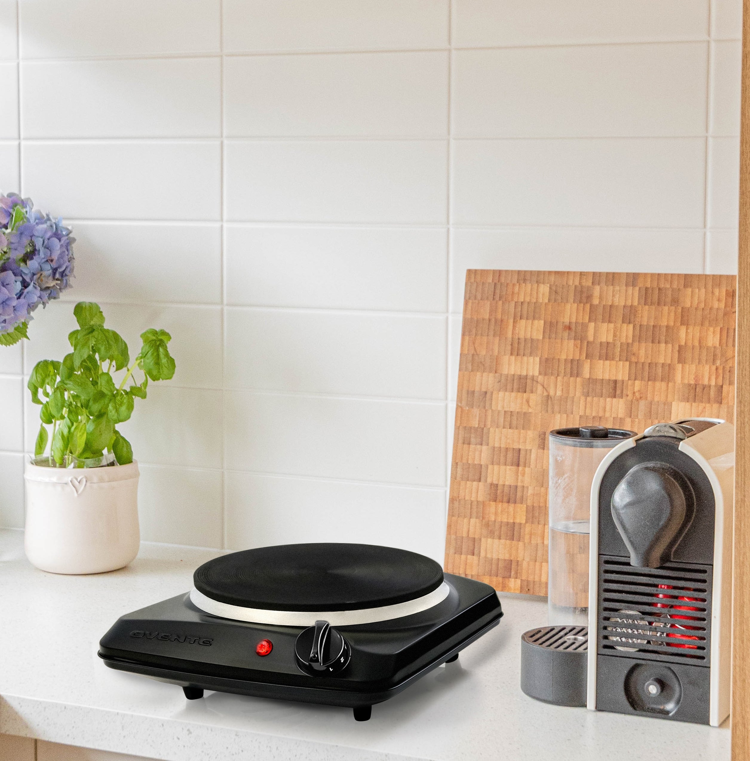 Ovente Electric Cooktop with 7” Cast Iron Burner BGS101B