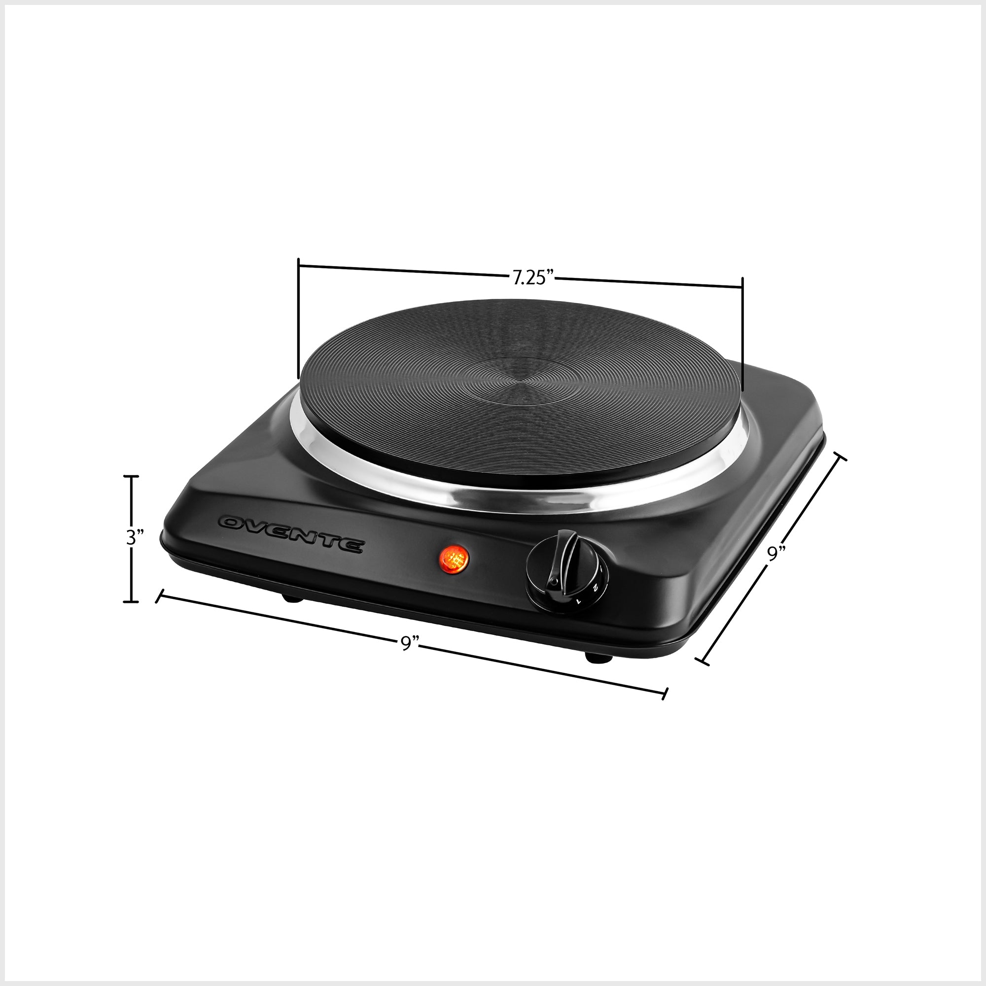 Ovente Electric Cooktop with 7” Cast Iron Burner BGS101B