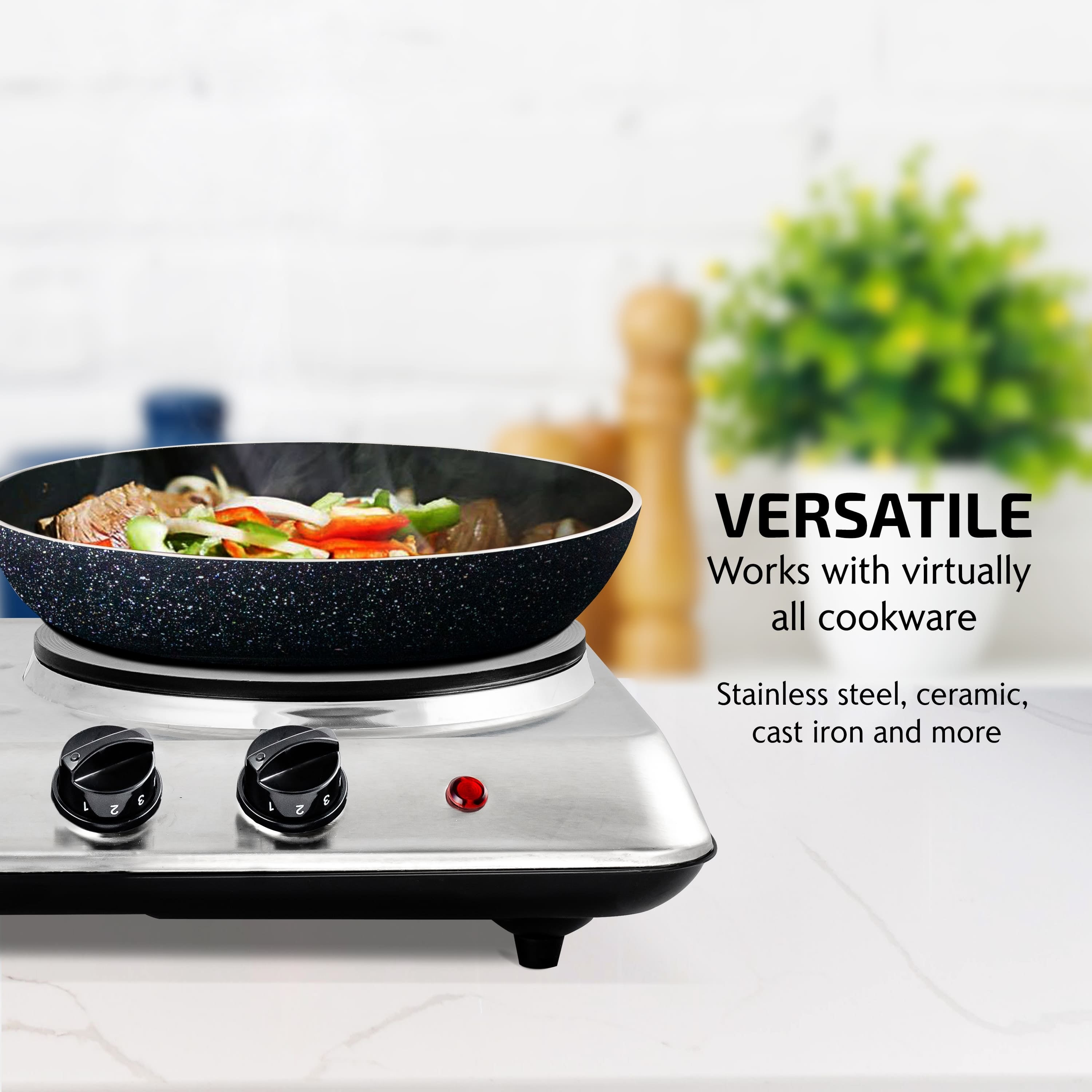 Ovente Electric Double Burner Cooktop BGS102S