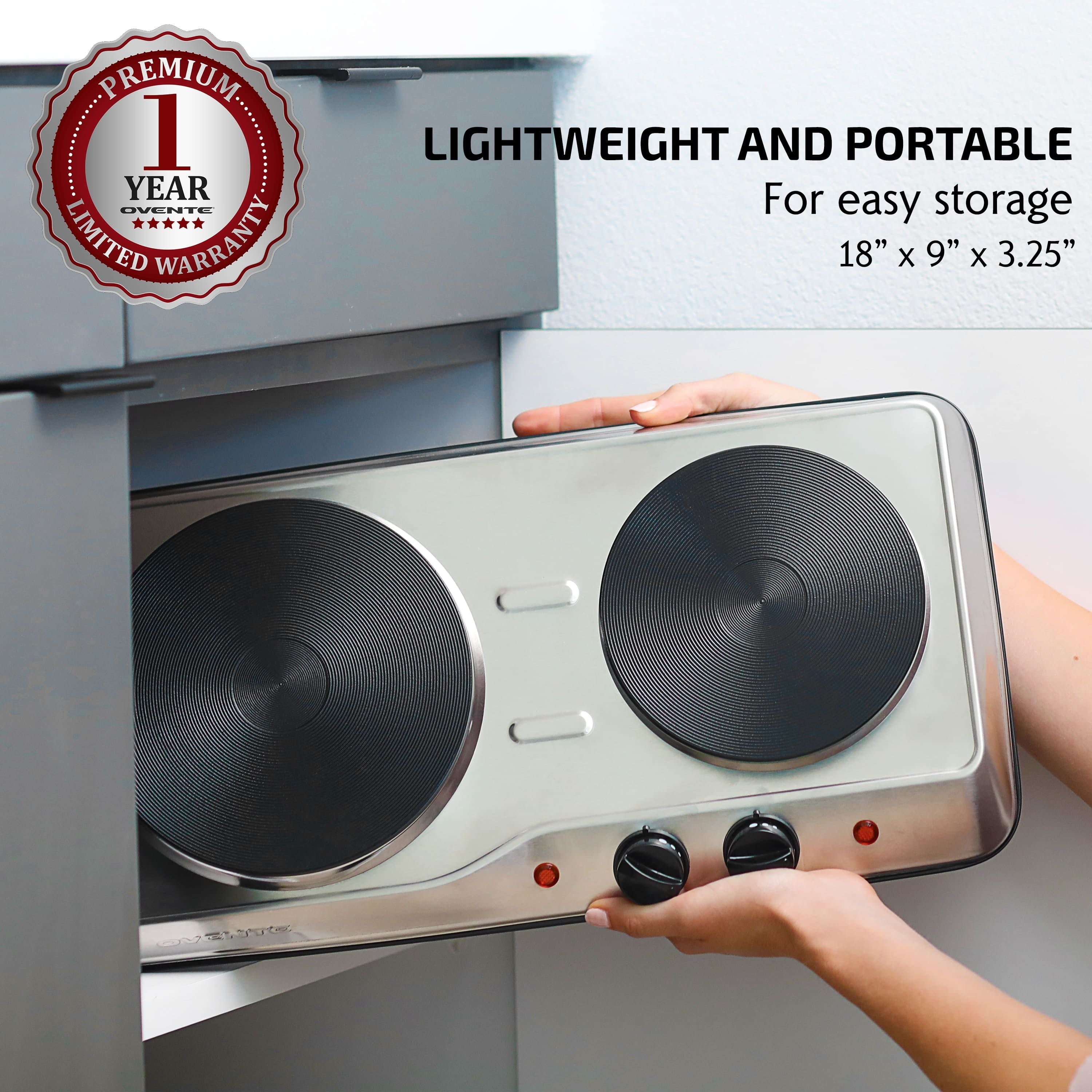 Ovente Electric Double Burner Cooktop BGS102S