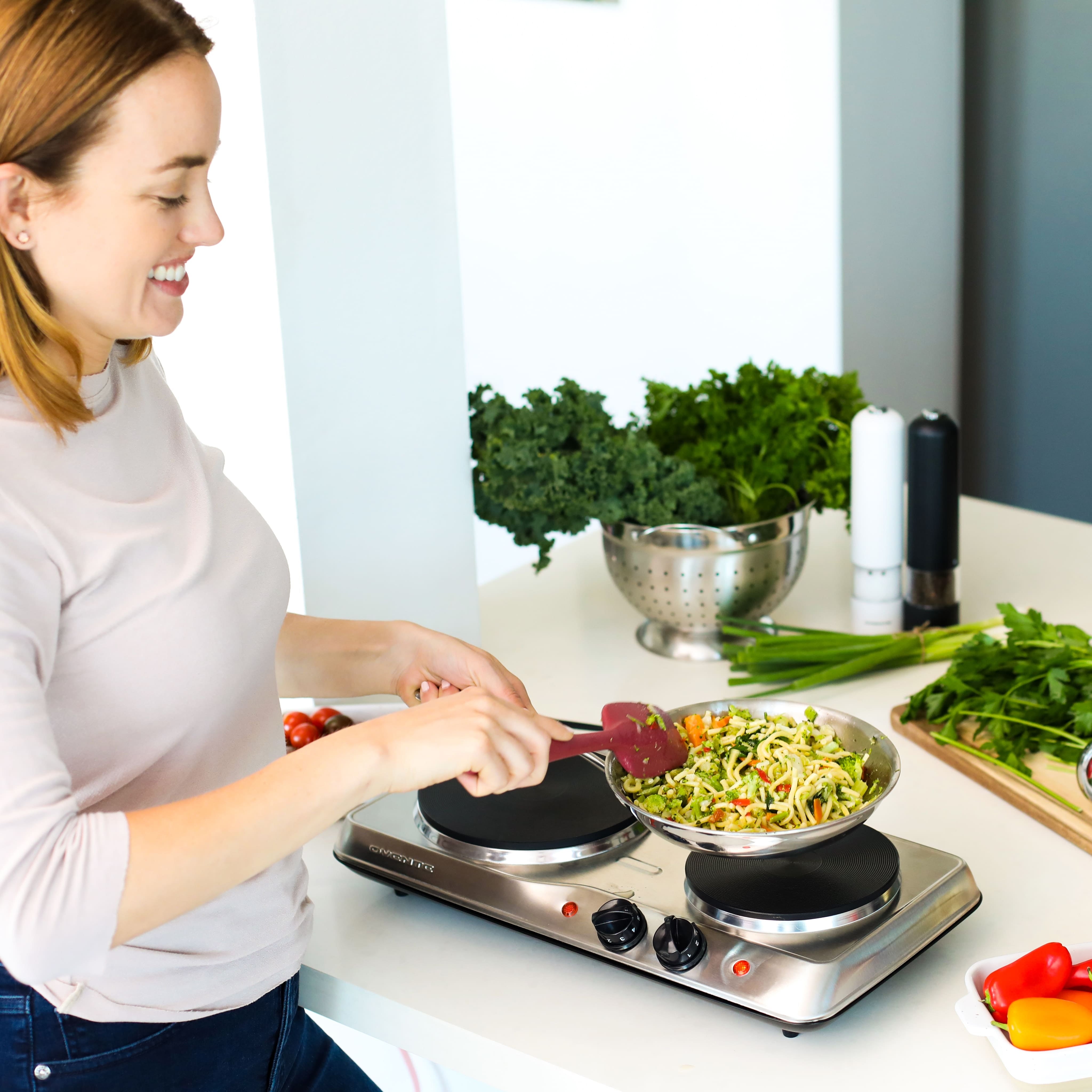 Ovente Electric Double Burner Cooktop BGS102S