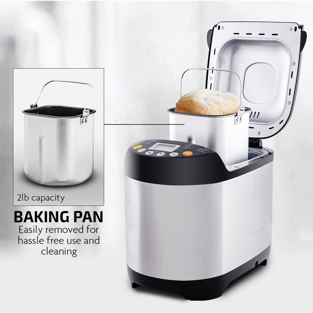 Ovente Electric Stainless Steel Bread Maker BRM5020B