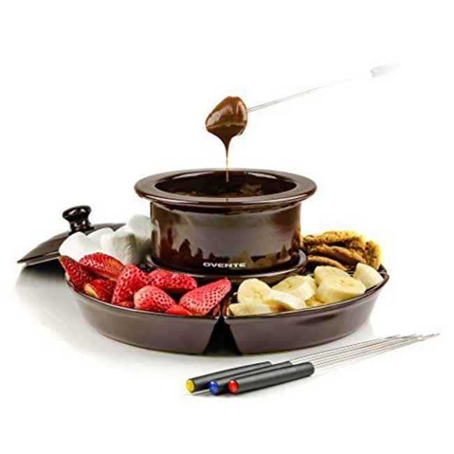 Electric Chocolate or Cheese Fondue Melting Pot and Warmer Set
